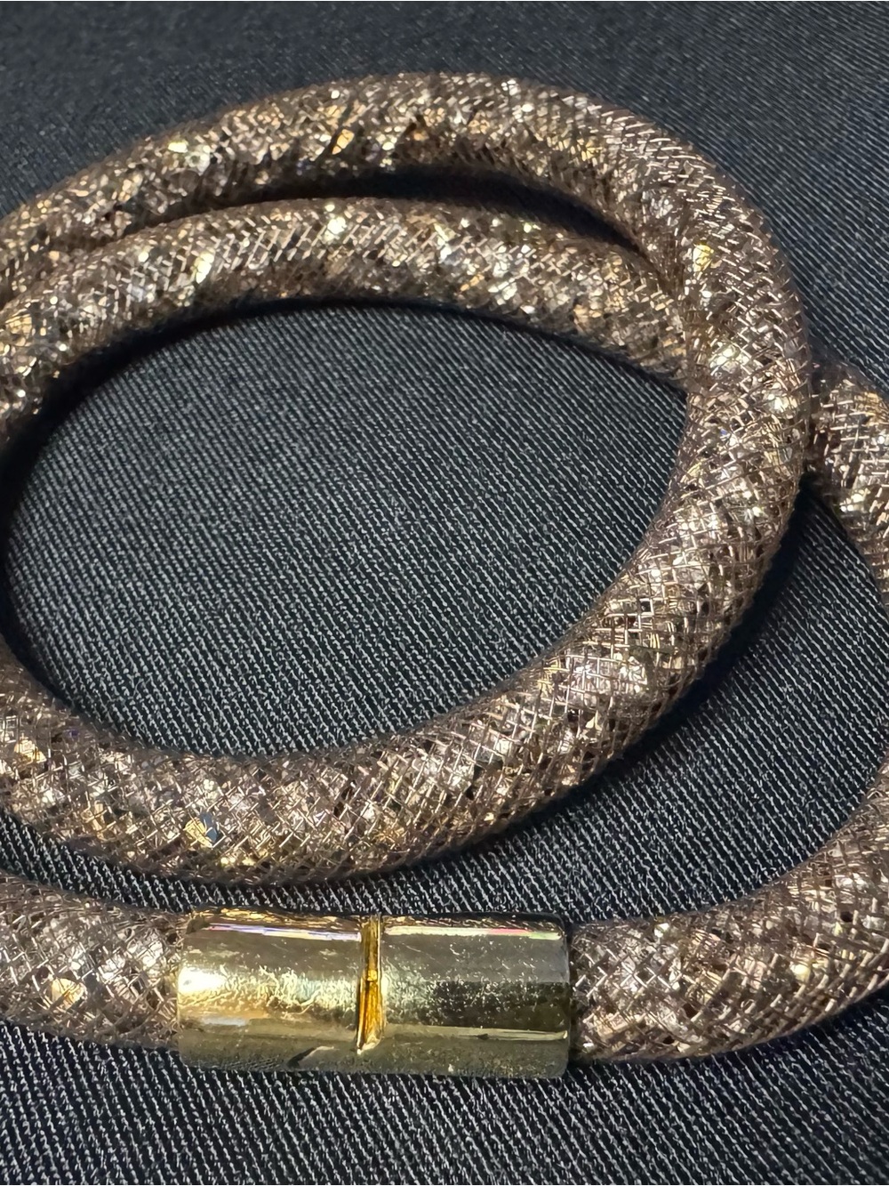 Swarovski Brown and Gold Crystal Mesh Collar Necklace / Wrap bracelet - Picture 2 of 3
